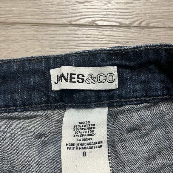 Jones & Co Jean Short Women Sz 8 Blue Dark Wash High Rise Straight Casual Denim - Picture 2 of 7